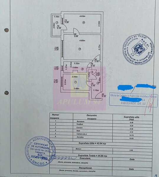 Apartament cu 2 camere, et 1 in Campina